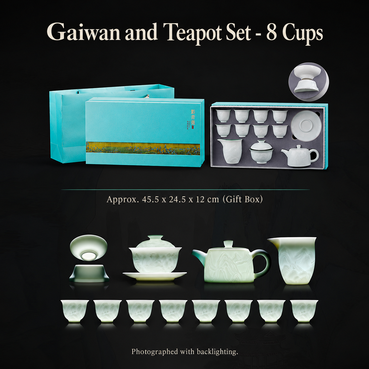 Landscape Relief Porcelain Gongfu Tea Set — image 10