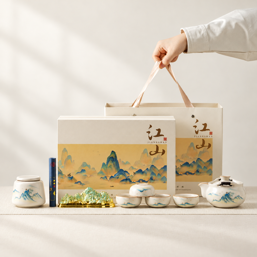 Ceramic Gongfu Tea Set with Landscape Gift Box — image 1