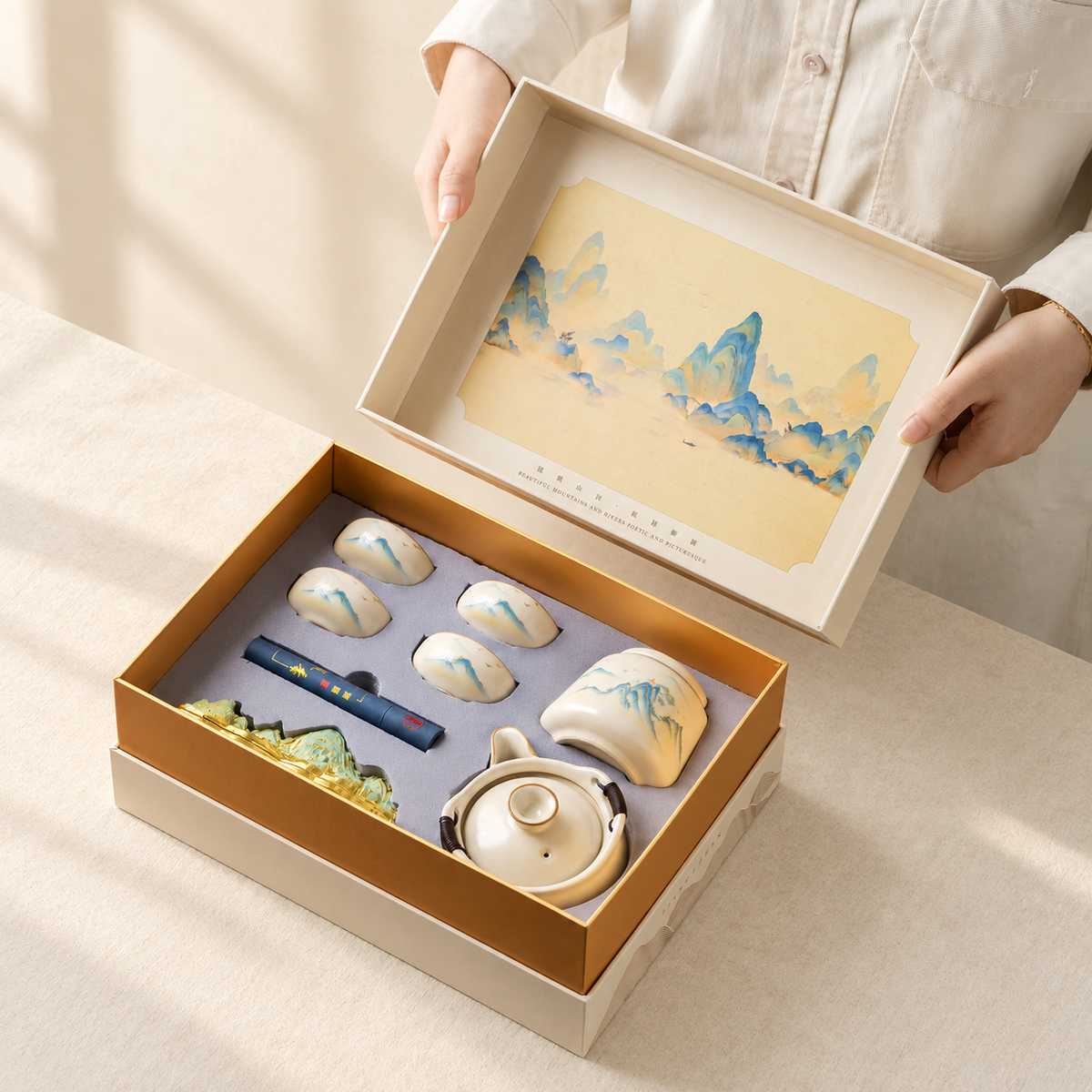 Ceramic Gongfu Tea Set with Landscape Gift Box — image 2