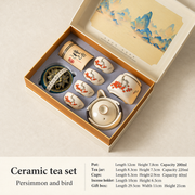 Persimmon and bird — Round incense burner
