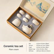 Plain cream — Five-cup tea set