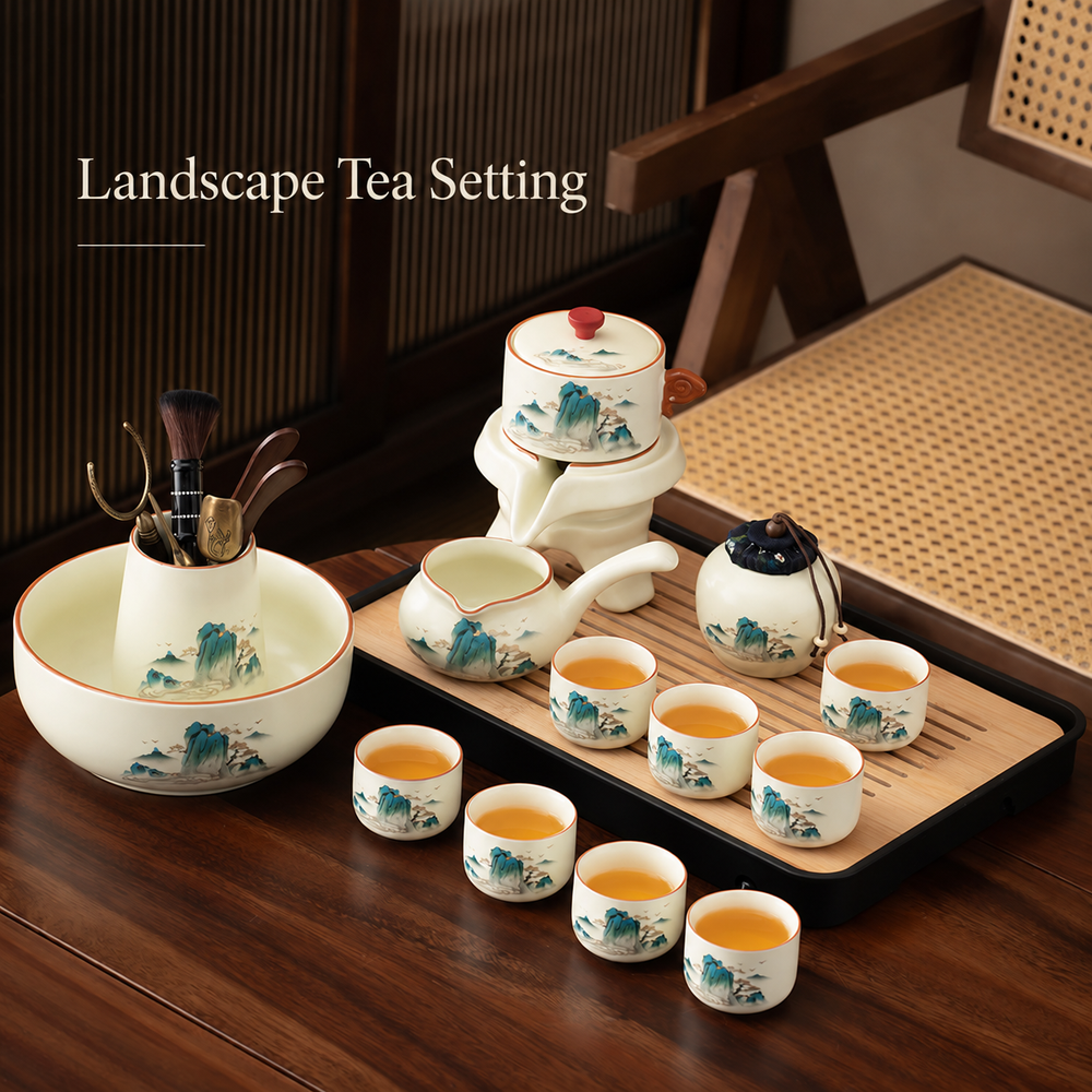 Landscape Ceramic Rotating Brewer Tea Sets — image 1