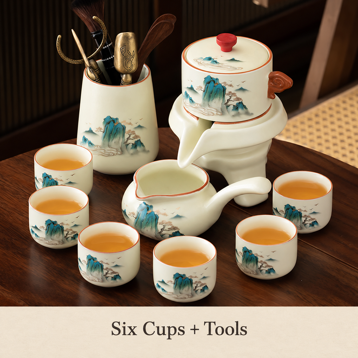 Landscape Ceramic Rotating Brewer Tea Sets — image 9