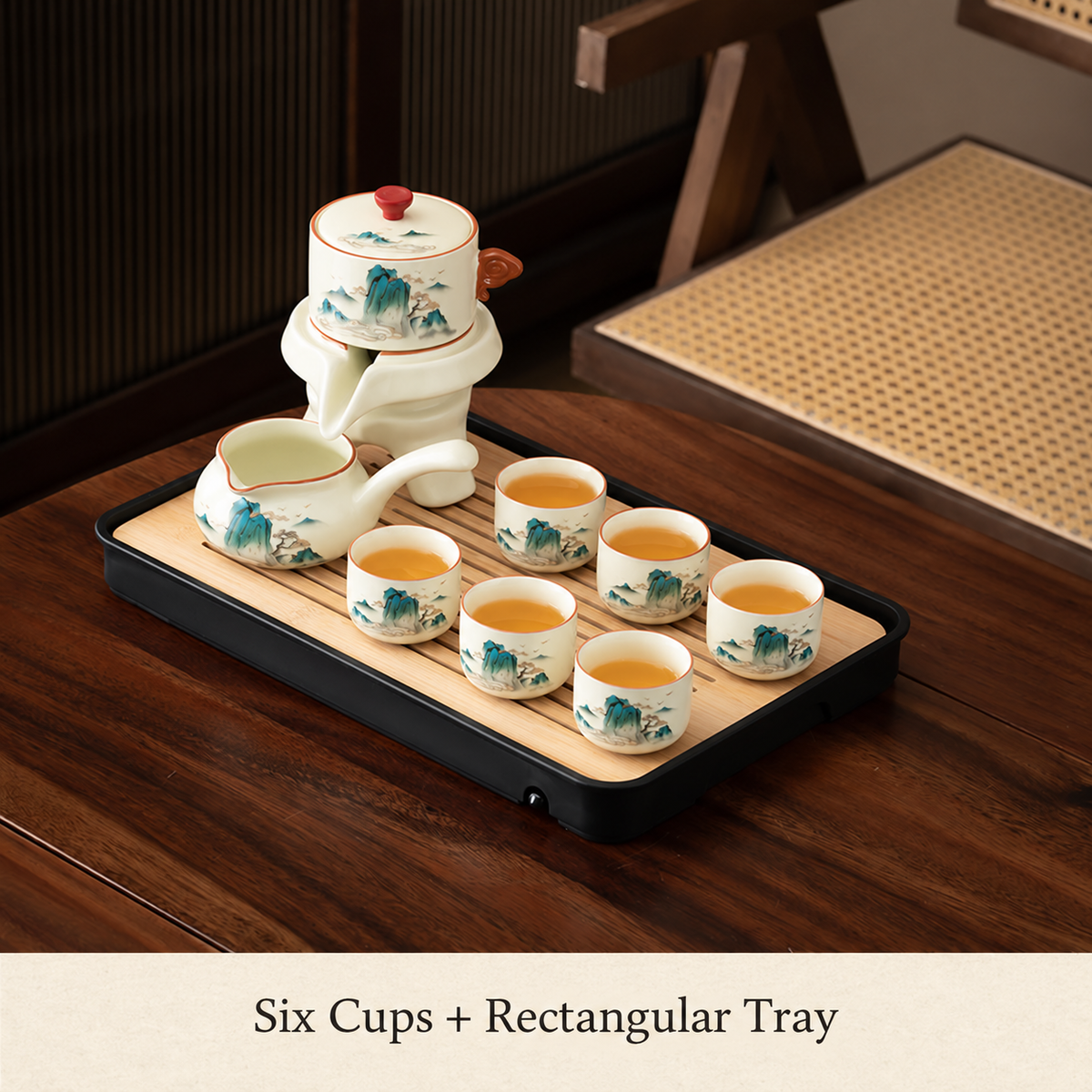Six Cups + Rectangular Tray