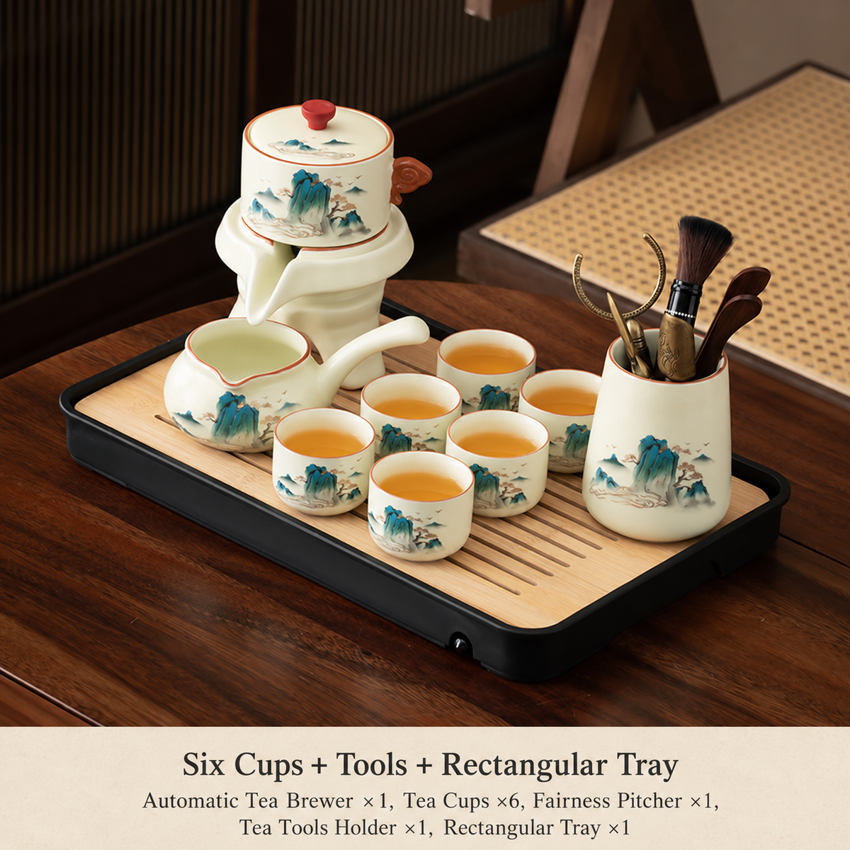 Six Cups + Tools + Rectangular Tray