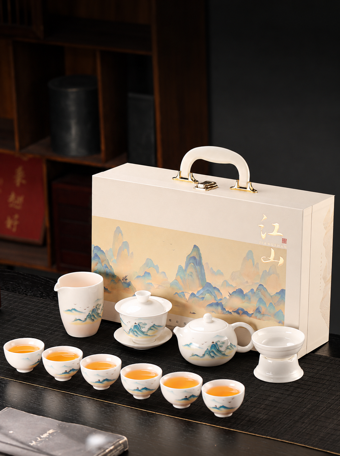 A mountain-and-river tea table