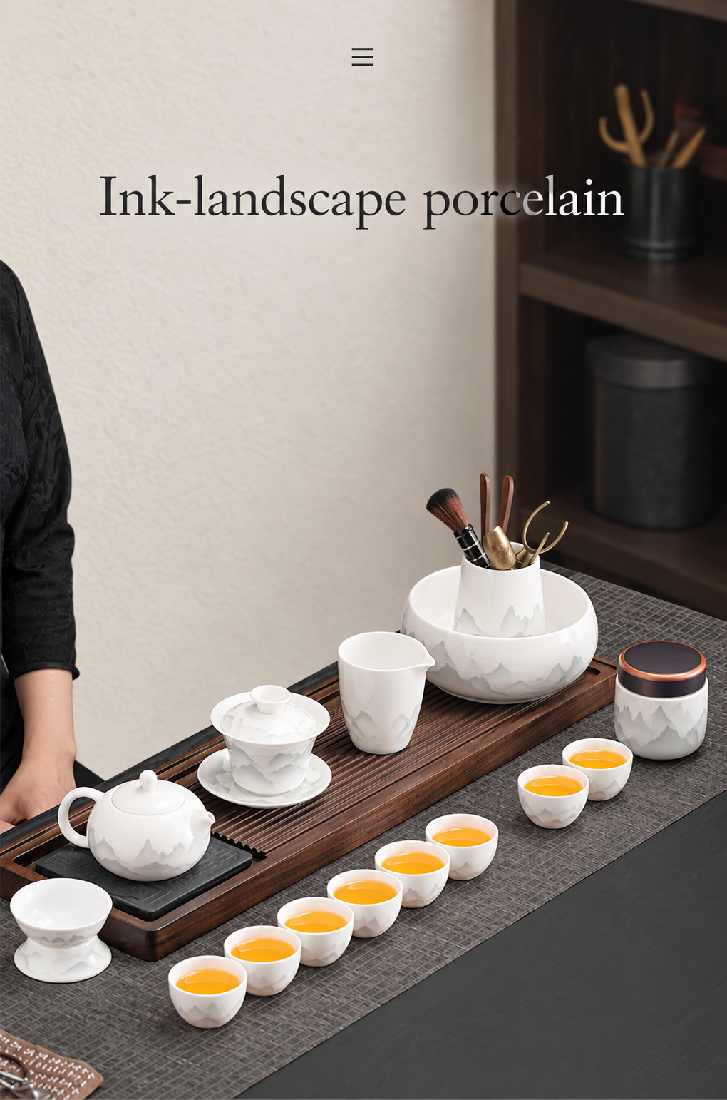 Ink-landscape porcelain