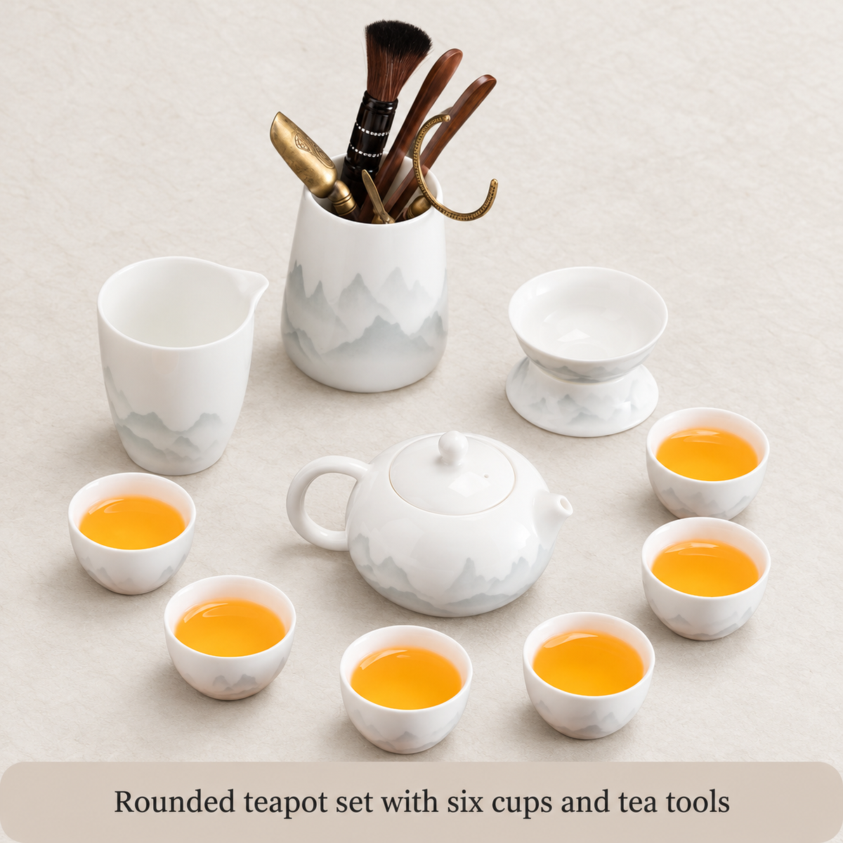 Rounded teapot — 6 cups, pitcher, filter and utensils