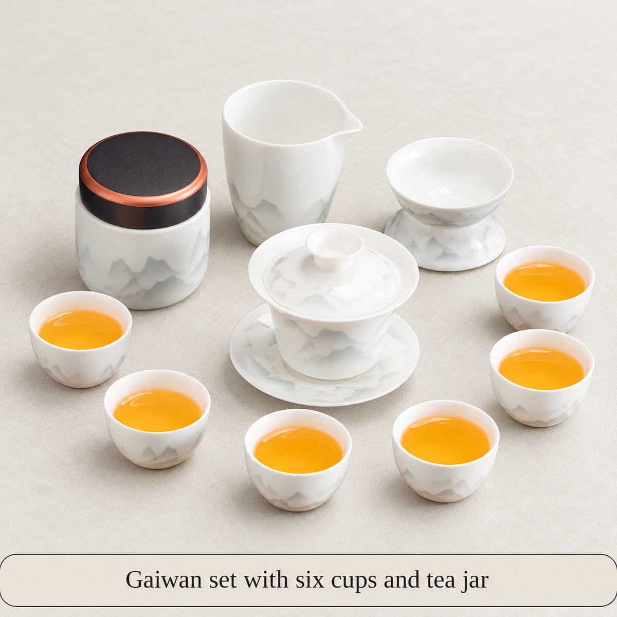 Gaiwan — 6 cups, pitcher, filter and jar
