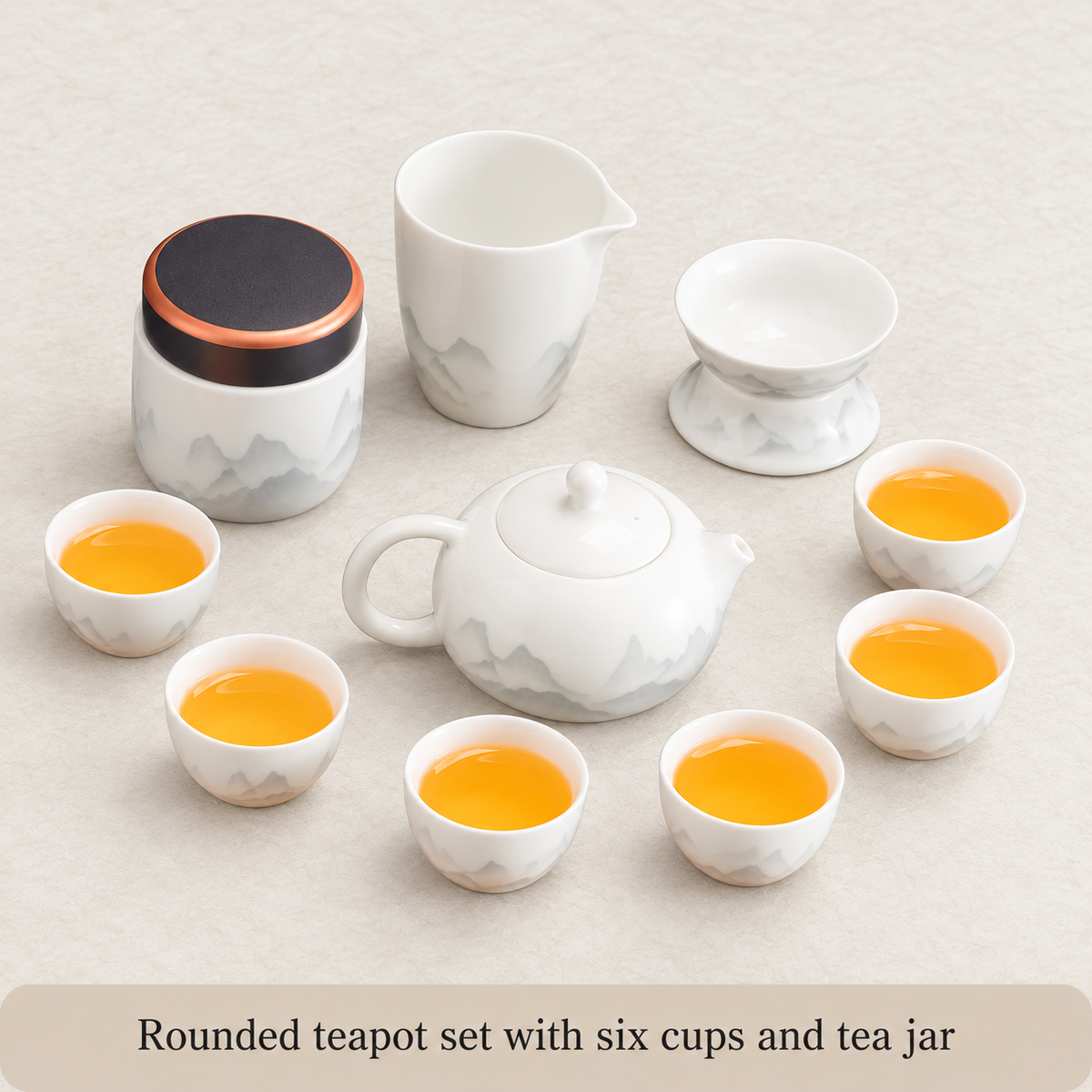 Rounded teapot — 6 cups, pitcher, filter and jar