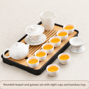 Rounded teapot — 8 cups, gaiwan and bamboo tray