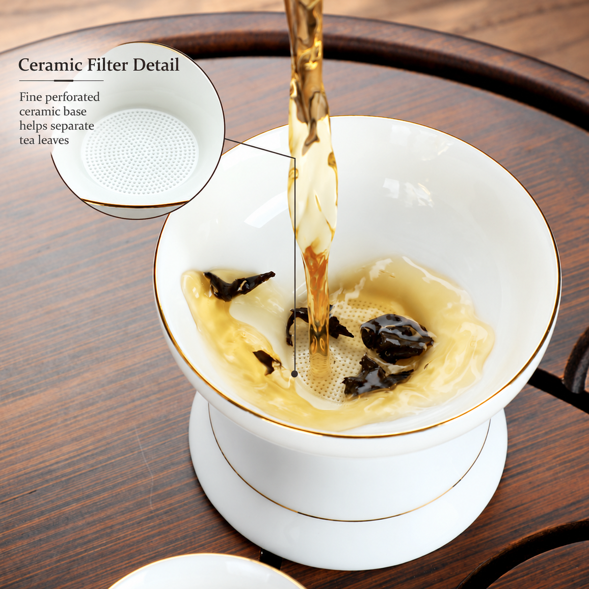 Gold-Rim White Porcelain Tea Sets — image 4