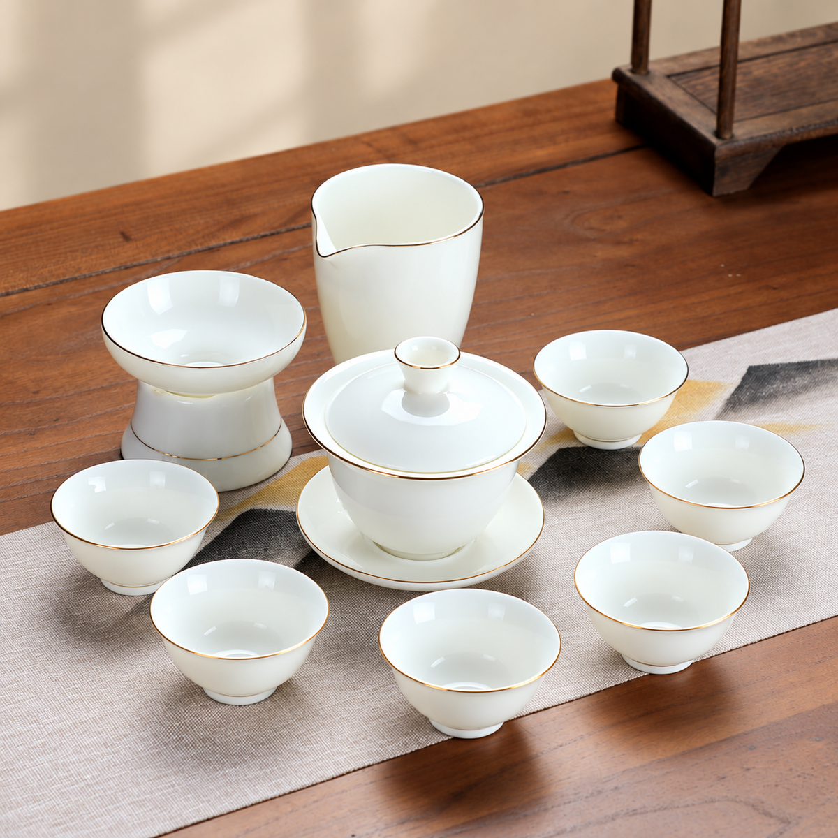 Large Gaiwan - Six Flared Cups, Pitcher and Filter