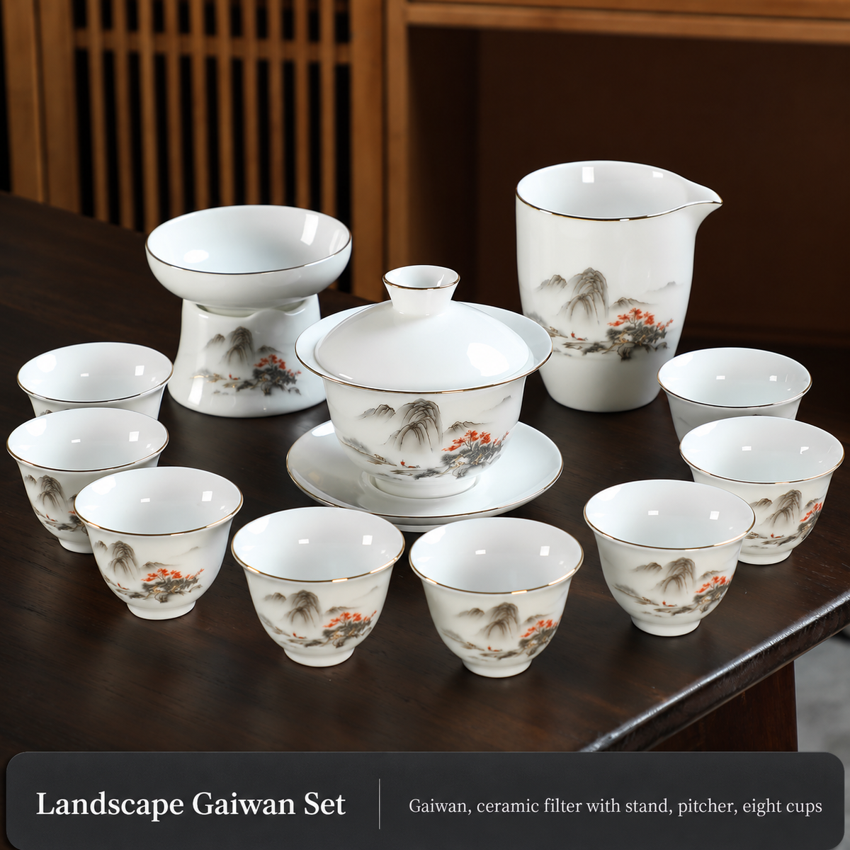 Landscape Gaiwan - Eight Cups, Pitcher and Filter