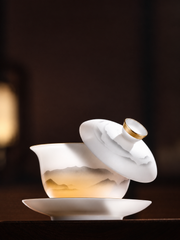 Ink Landscape and Blue Floral Ceramic Gongfu Tea Sets — image 4