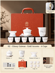 02 - Glossy Gaiwan - Gold Accents - 6 Cups