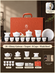 18 - Glossy Gaiwan + Teapot - 8 Cups + Wash Bowl