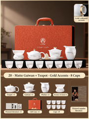 20 - Matte Gaiwan + Teapot - Gold Accents - 8 Cups