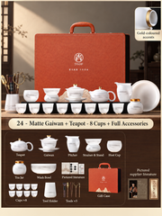 24 - Matte Gaiwan + Teapot - 8 Cups + Full Accessories