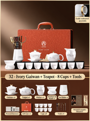 32 - Ivory Gaiwan + Teapot - 8 Cups + Tools
