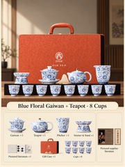 Blue Floral Gaiwan + Teapot - 8 Cups