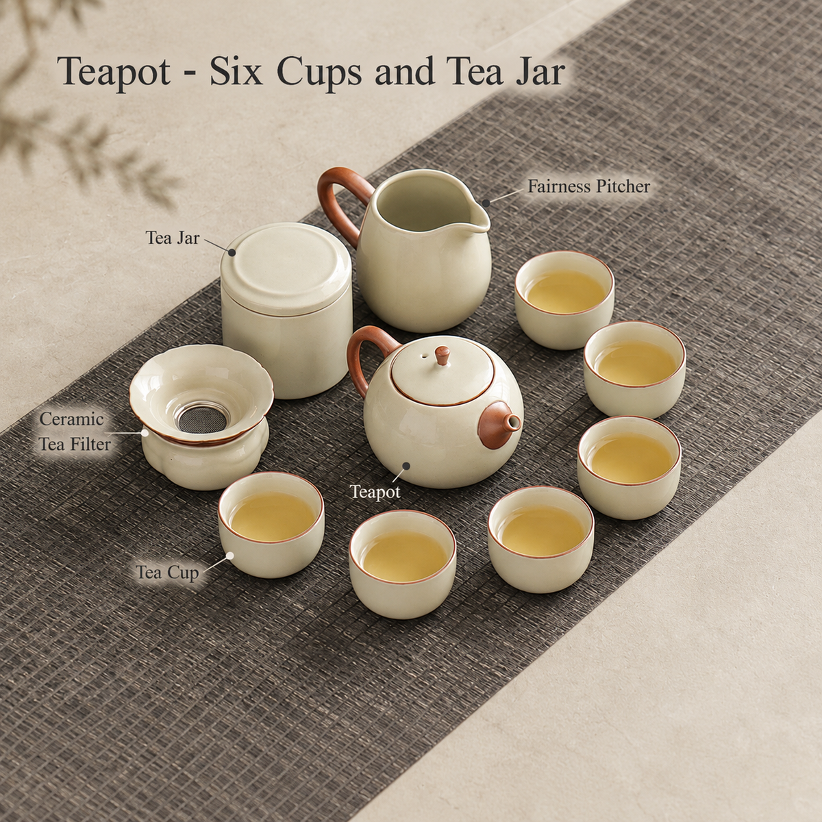 Teapot - Six Cups and Tea Jar