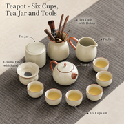 Teapot - Six Cups, Tea Jar and Tools