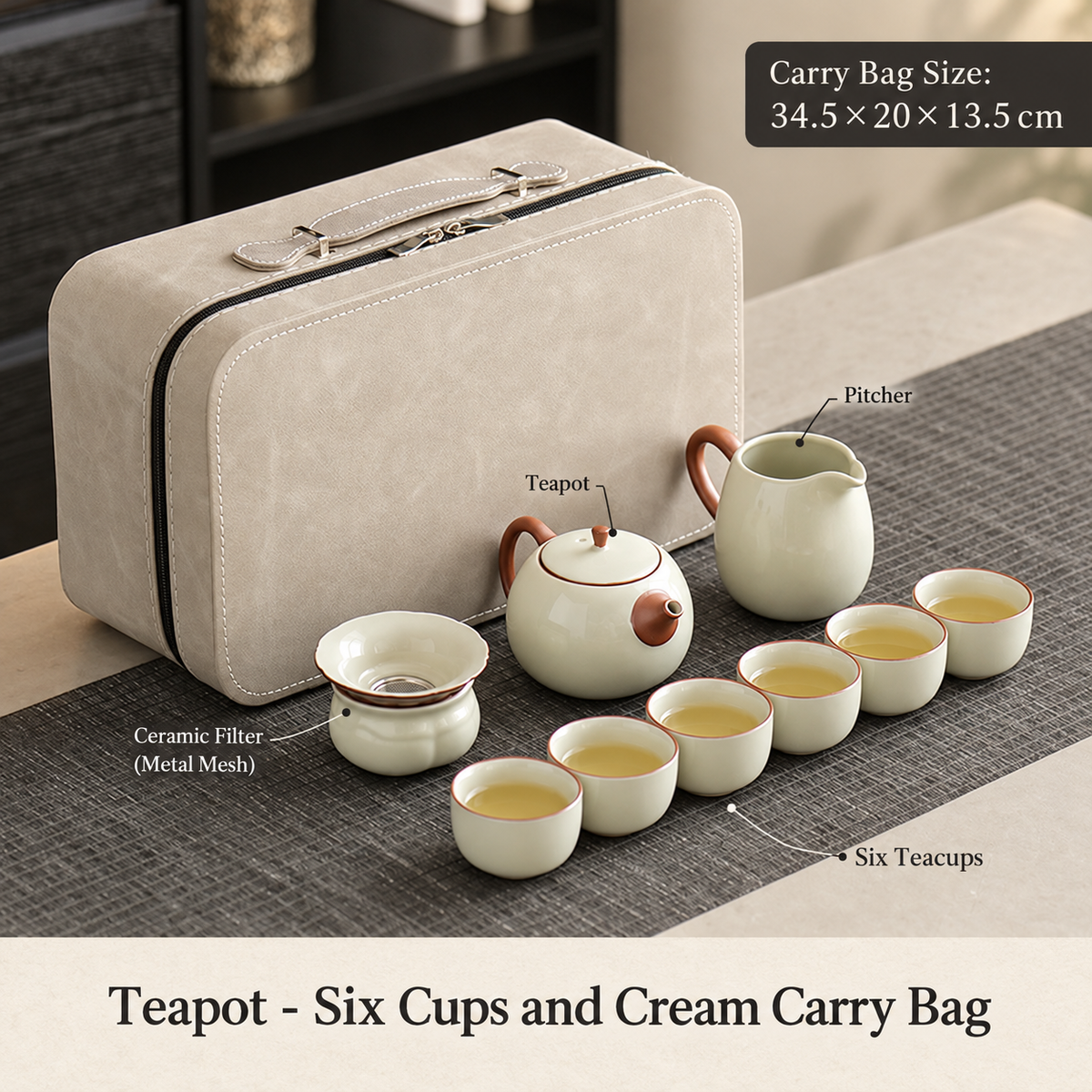 Teapot - Six Cups and Cream Carry Bag