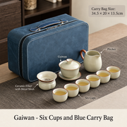 Gaiwan - Six Cups and Blue Carry Bag