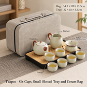 Teapot - Six Cups, Small Slotted Tray and Cream Bag