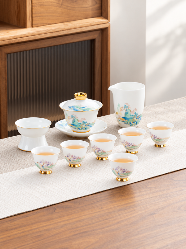 Gold-Accent Porcelain Gongfu Tea Sets