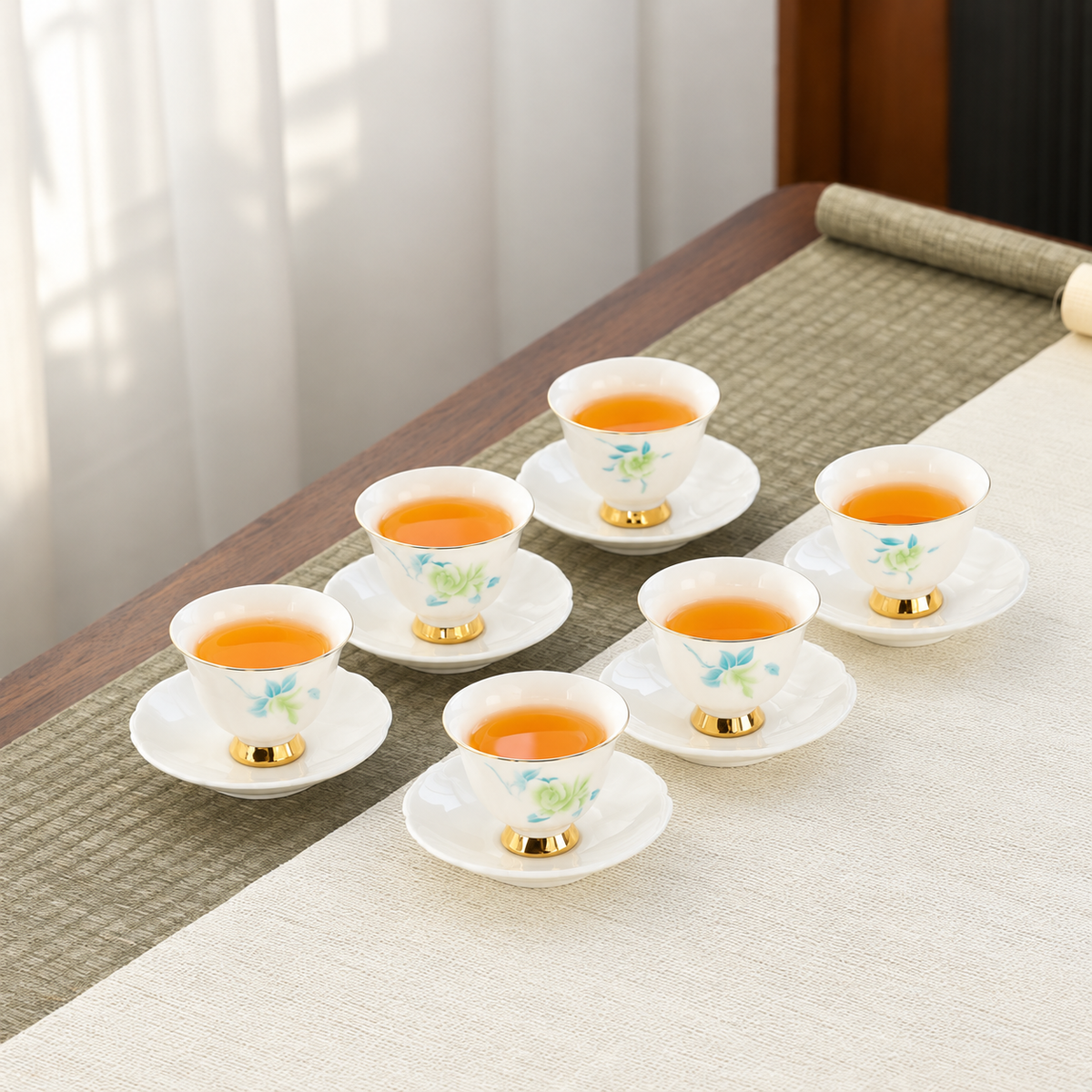 Green Floral Bell Cup and Scalloped Saucer - Group Reference