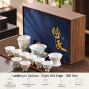 Landscape Gaiwan - Eight Bell Cups - Gift Box