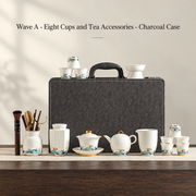 Wave A - Eight Cups and Tea Accessories - Charcoal Case