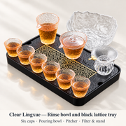 Clear Lingxue — Rinse bowl and black lattice tray