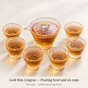 Gold Rim Lingxue — Pouring bowl and six cups