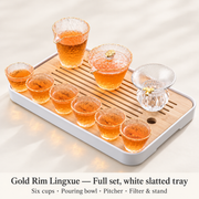 Gold Rim Lingxue — Full set, white slatted tray