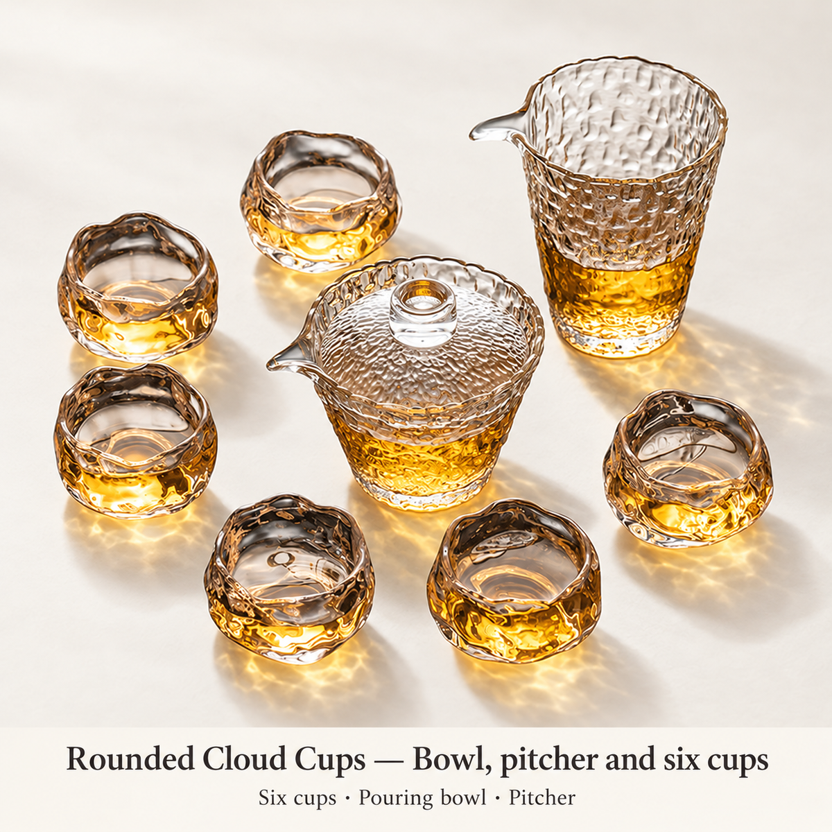 Rounded Cloud Cups — Bowl, pitcher and six cups