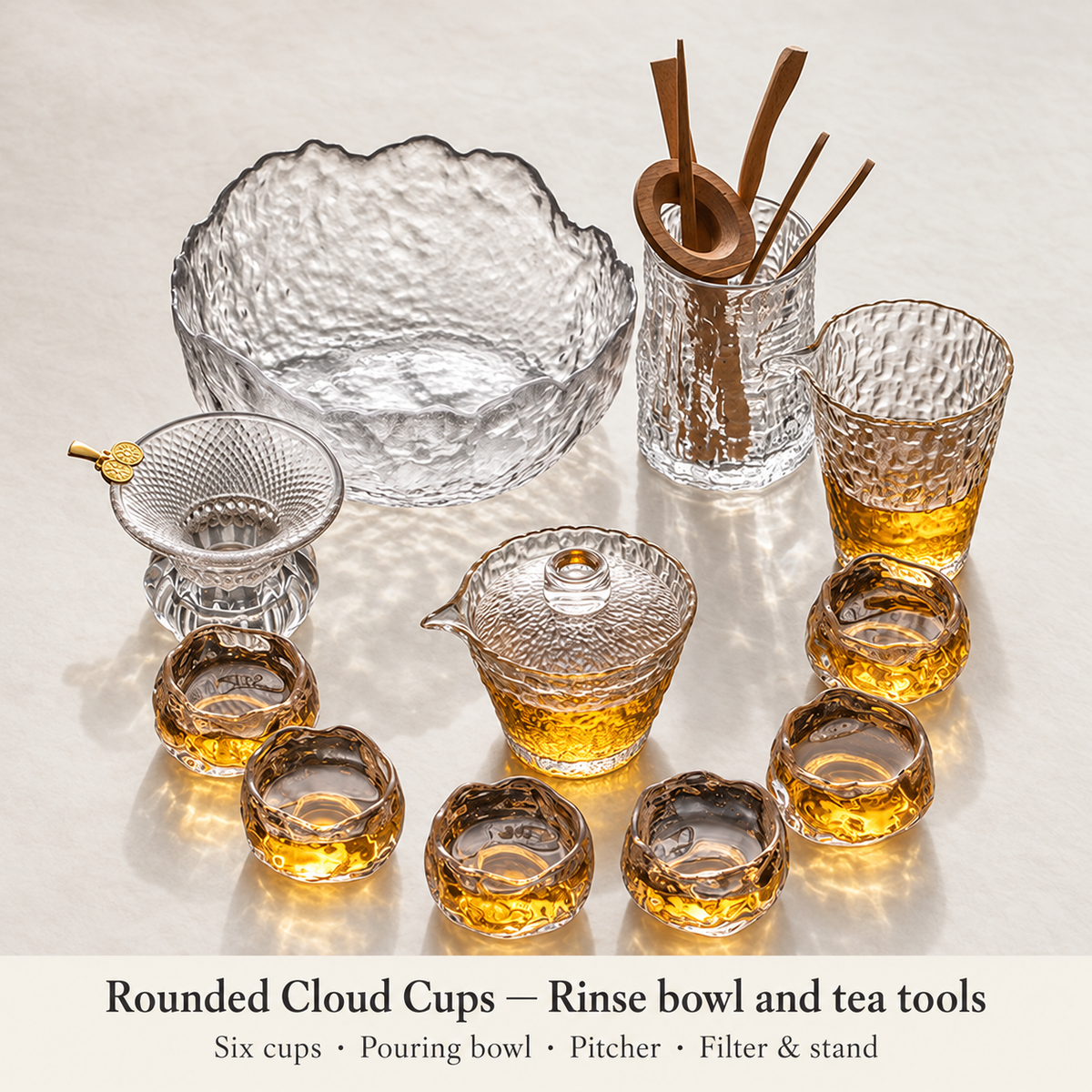 Rounded Cloud Cups — Rinse bowl and tea tools