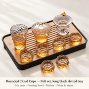 Rounded Cloud Cups — Full set, long black slatted tray