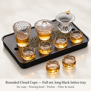 Rounded Cloud Cups — Full set, long black lattice tray