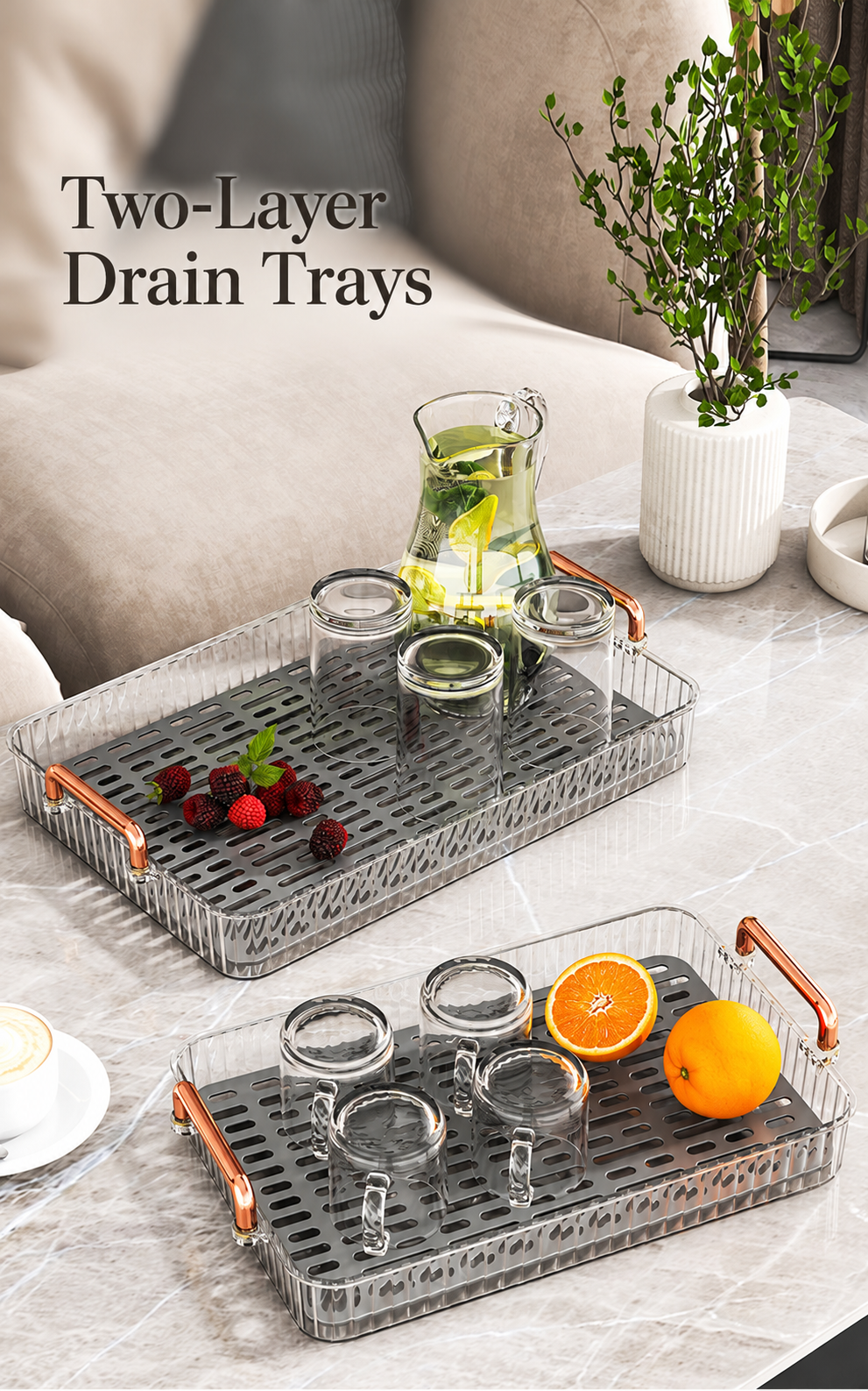 Two-layer drain trays