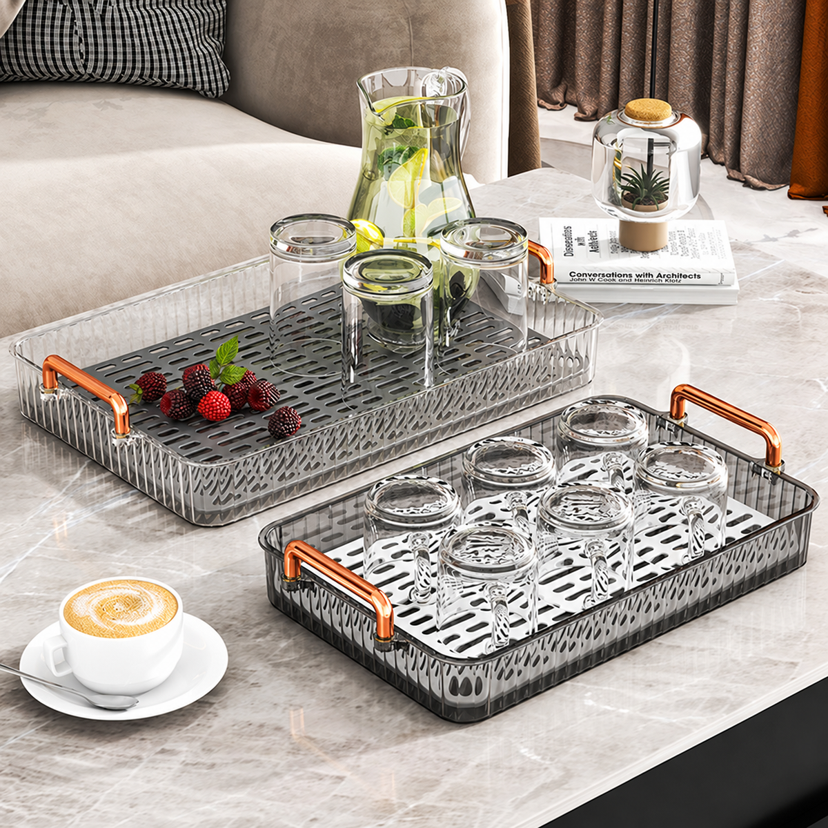 Ribbed Rectangular Drain Trays — image 1