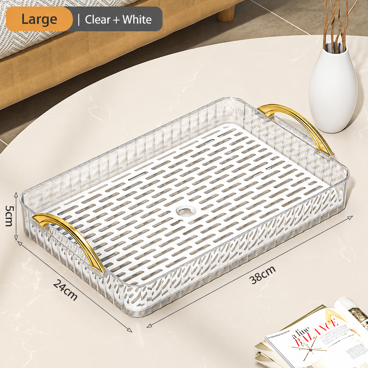 Large - Clear with White Insert