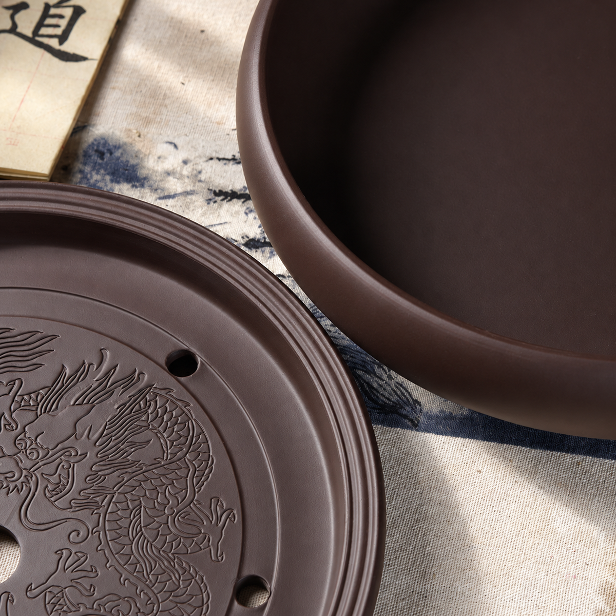 Dragon-Pattern Ceramic Tea Tray — image 3