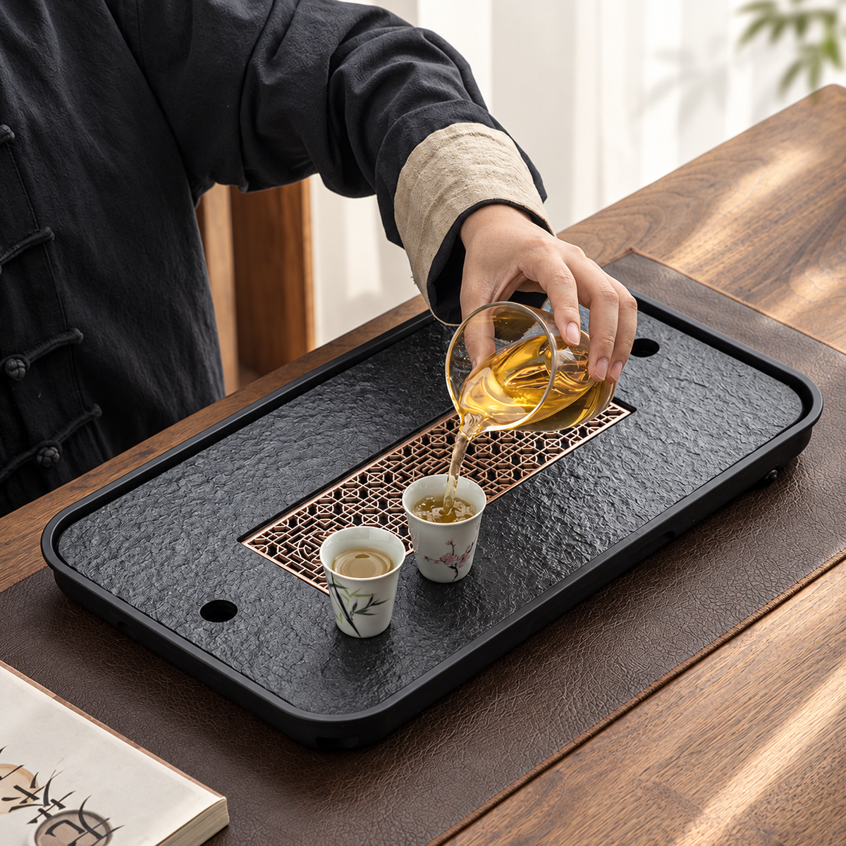 Dark Stone-Look Tea Trays — image 3