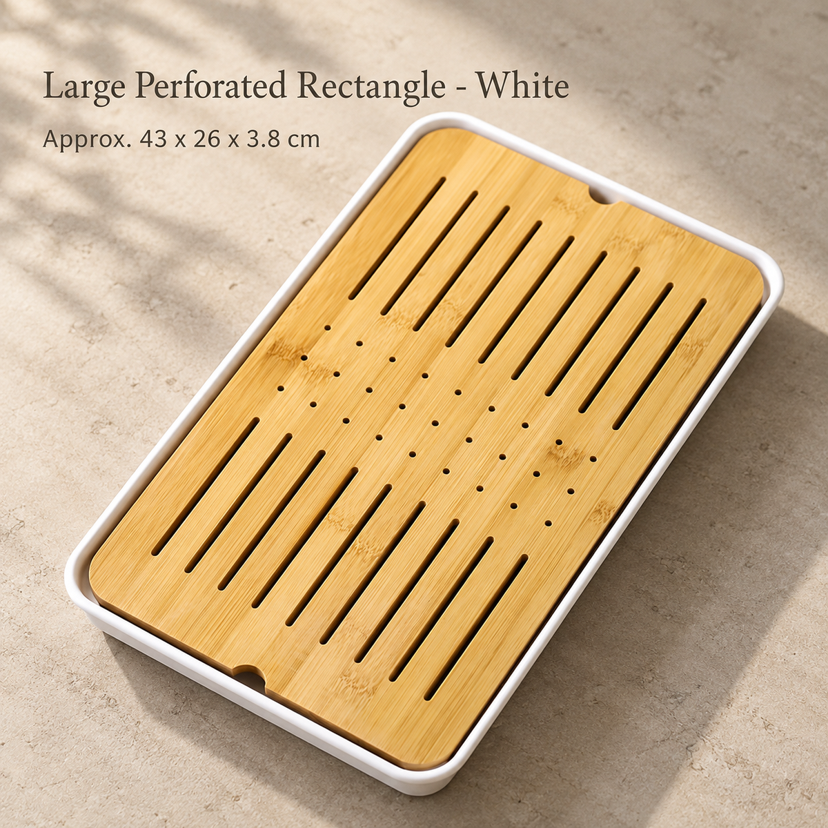 Large Perforated Rectangle - White