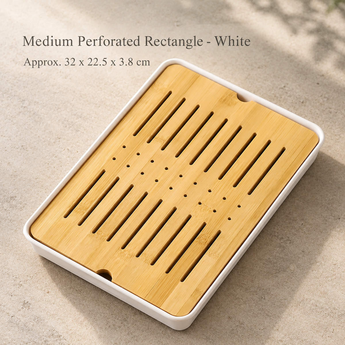 Medium Perforated Rectangle - White