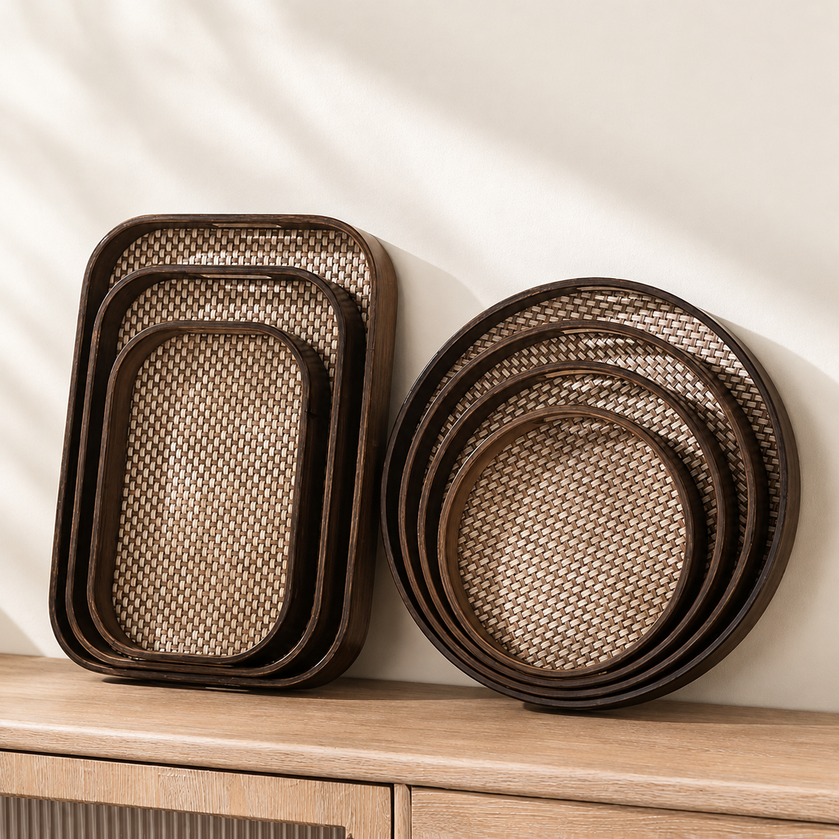 Dark Woven Serving Trays — image 1