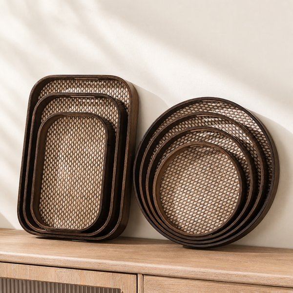 Dark Woven Serving Trays